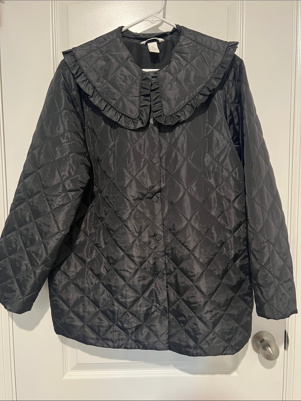 H&M Quilted Ruffled Collar Women’s Jacket - Black